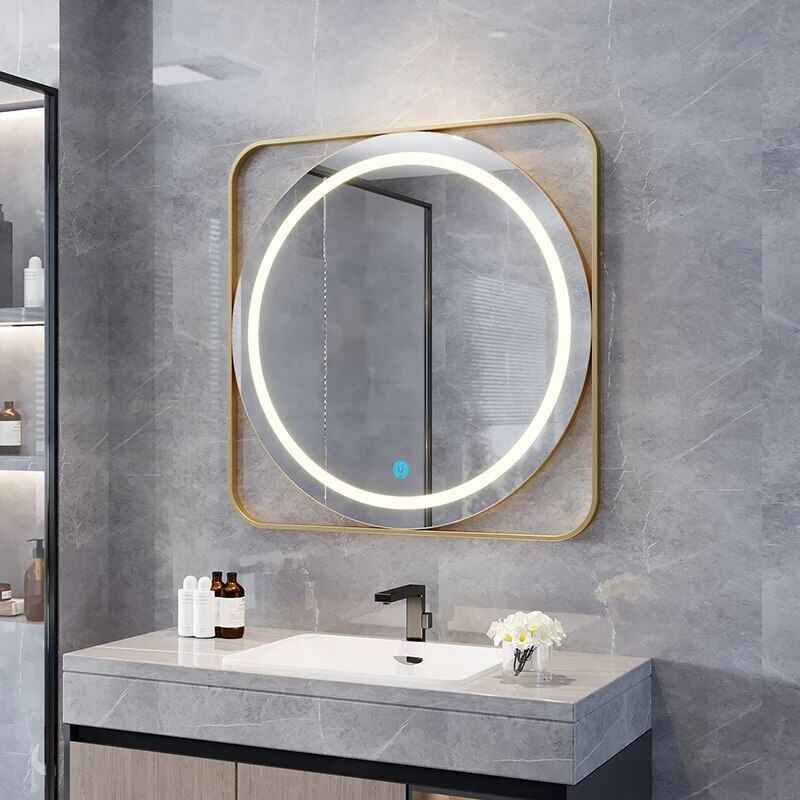 Modern Round LED Illuminated Bathroom Mirror – Fogless Touch Control, 8-inch Aluminum Frame