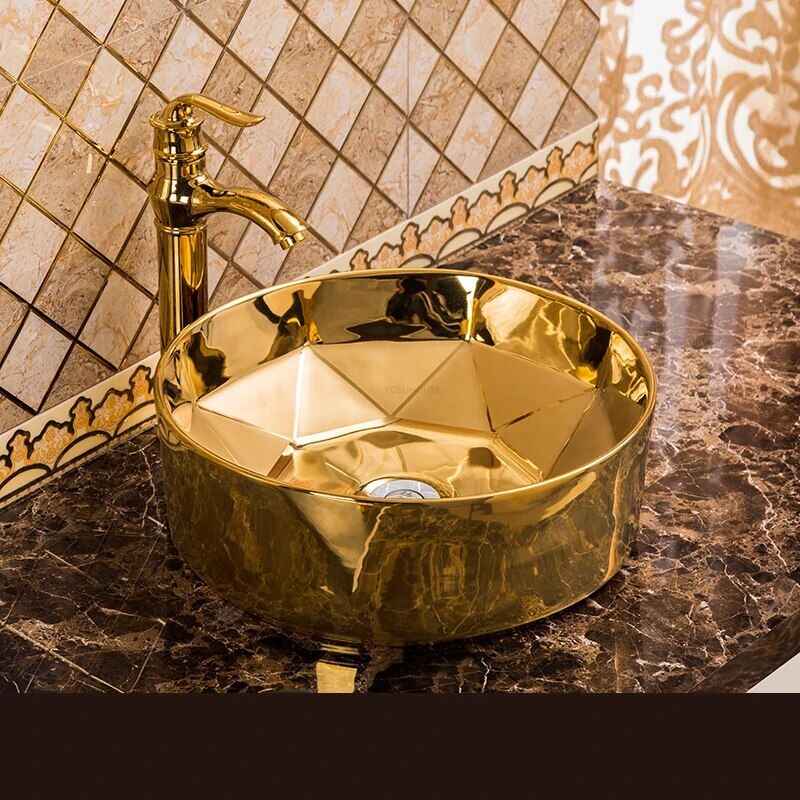 Elegant Rose Gold Ceramic Bathroom Basin