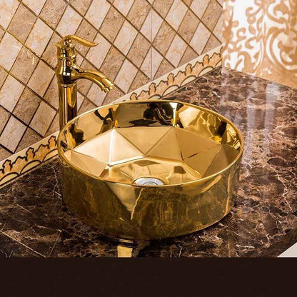 Elegant Rose Gold Ceramic Bathroom Basin