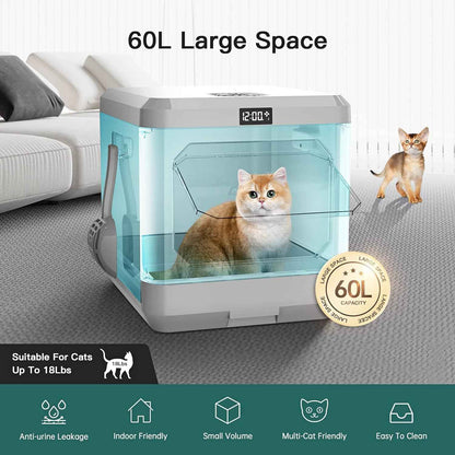 Extra Large Auto Deodorizing Cat Litter Box with Advanced Sterilization