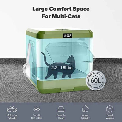 Extra Large Auto Deodorizing Cat Litter Box with Advanced Sterilization