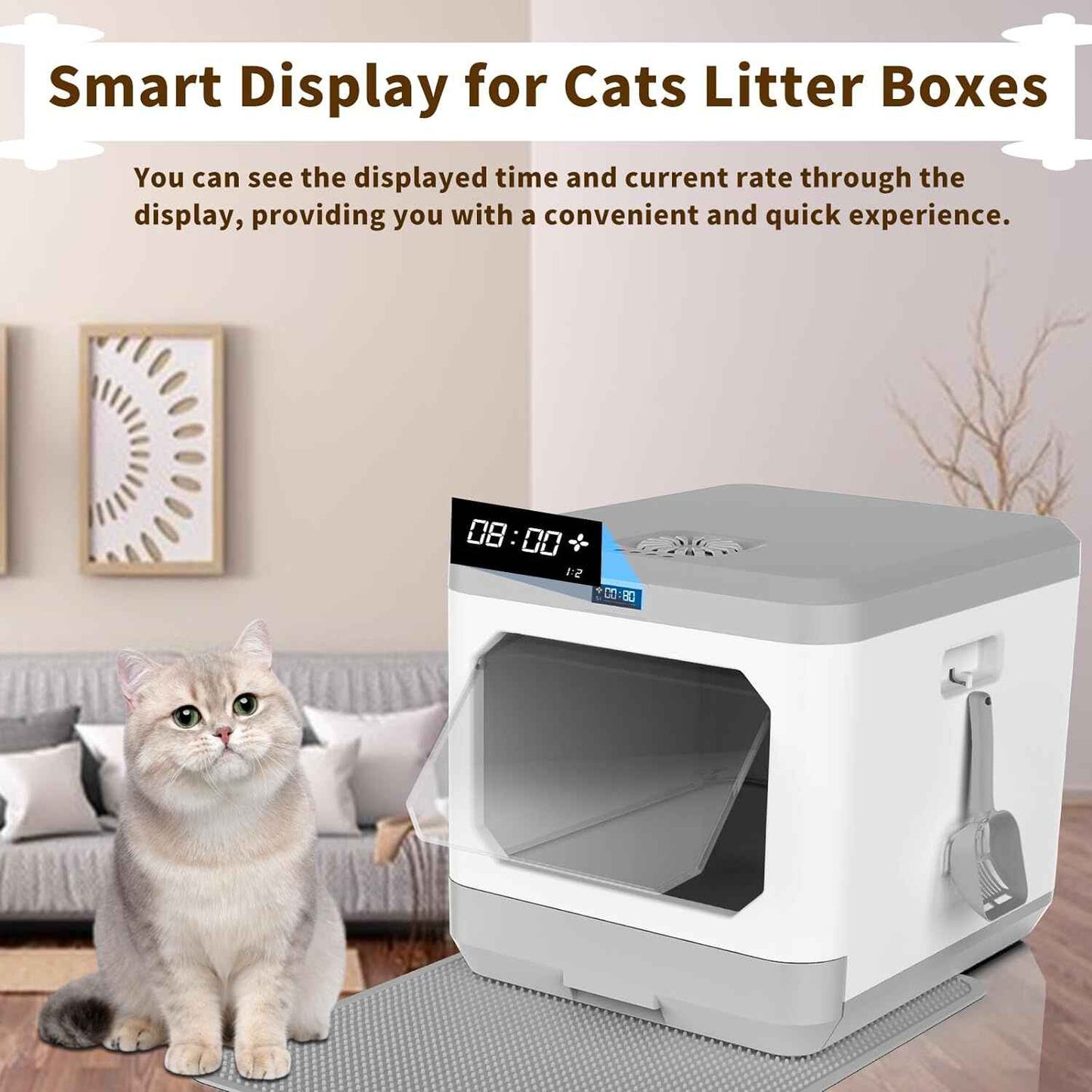 Extra Large Auto Deodorizing Cat Litter Box with Advanced Sterilization