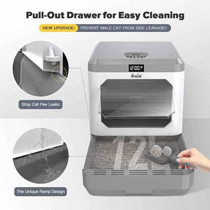 Extra Large Auto Deodorizing Cat Litter Box with Advanced Sterilization