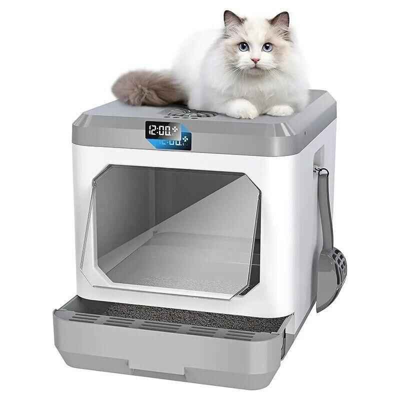 Extra Large Auto Deodorizing Cat Litter Box with Advanced Sterilization