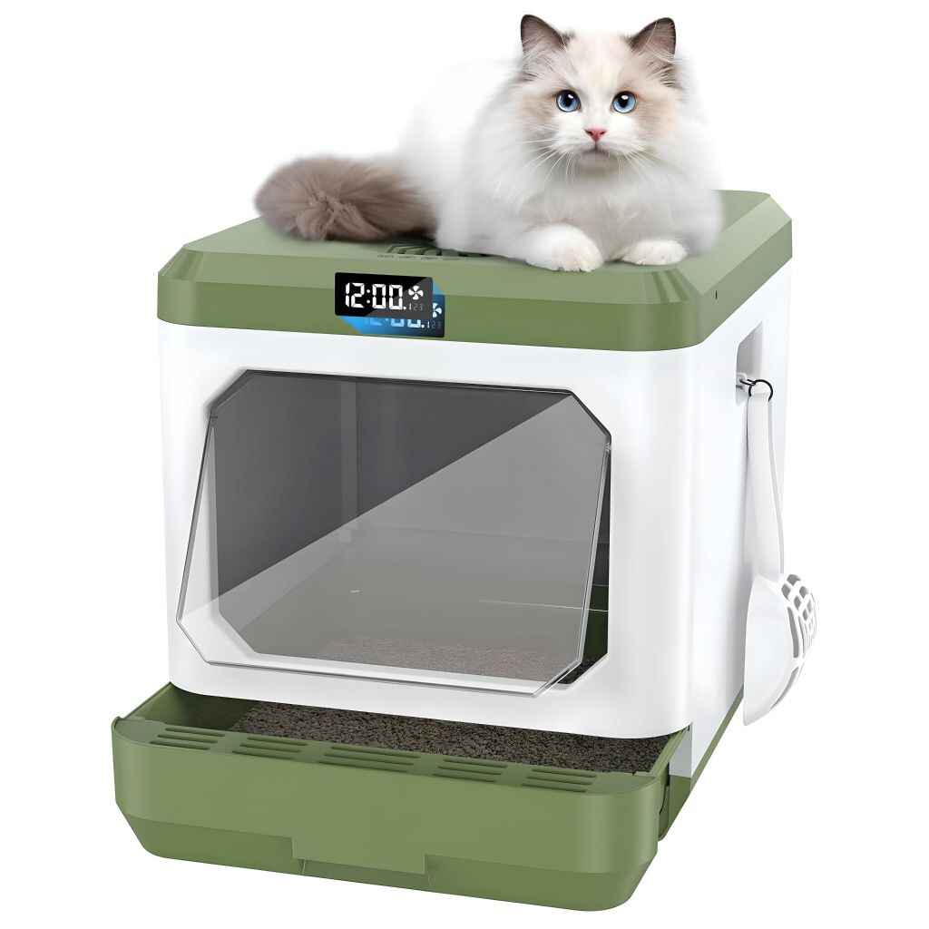 Extra Large Auto Deodorizing Cat Litter Box with Advanced Sterilization