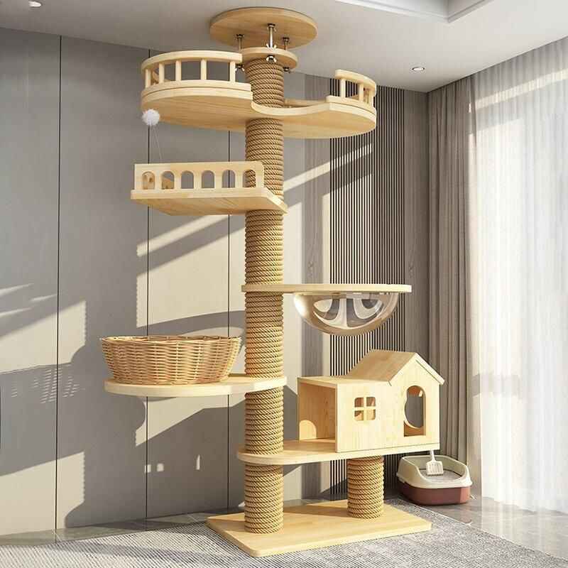 Luxurious Multi-Level Cat Tree Tower with Scratching Posts and Condo Playhouse