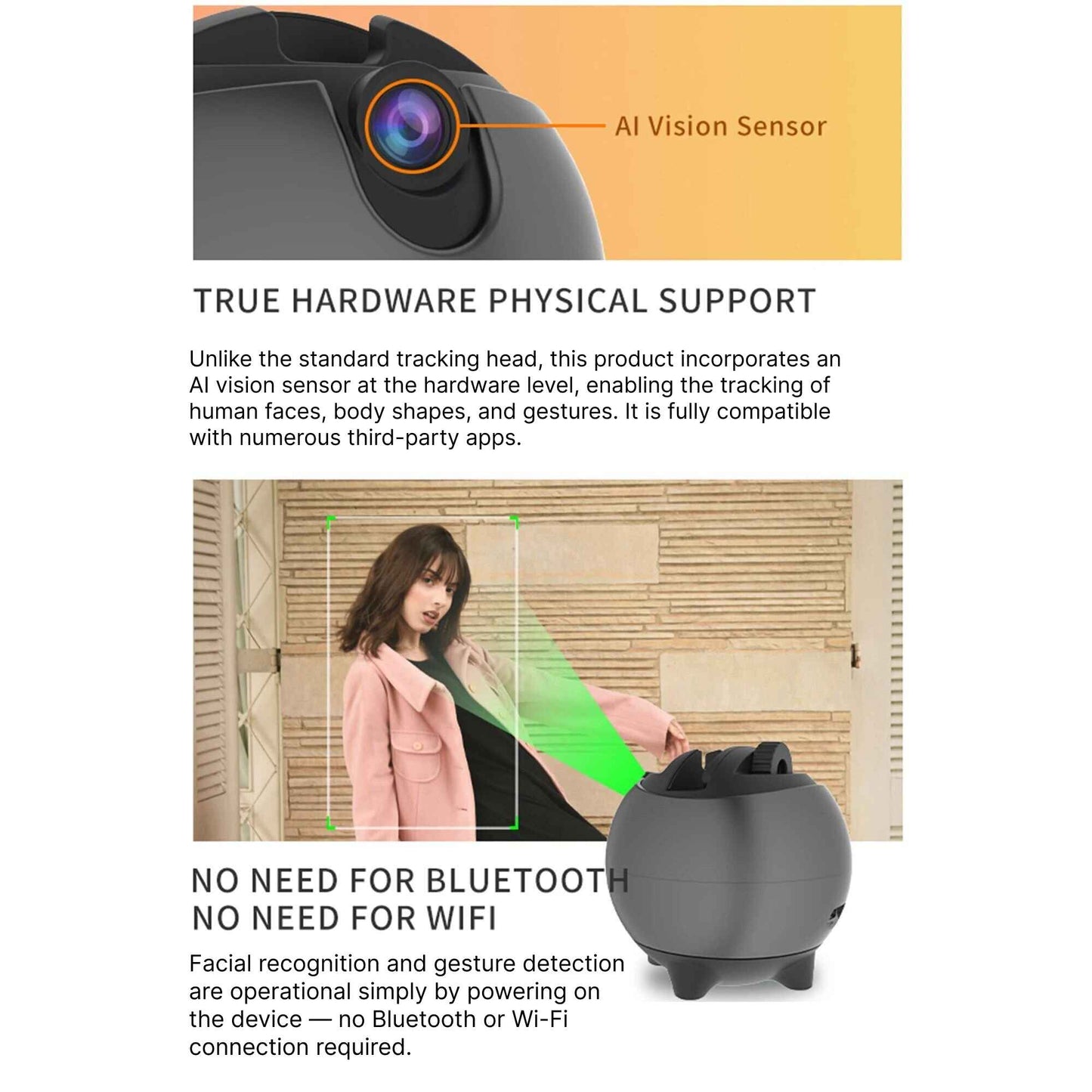 360° Smart Auto-Tracking Camera Tripod AI Vision Sensor