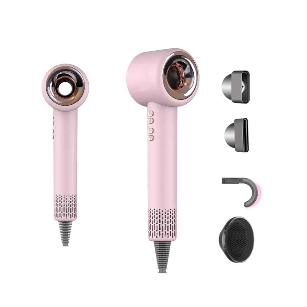 220V Leafless Personal Hair Dryer Pink 4 Nozzles