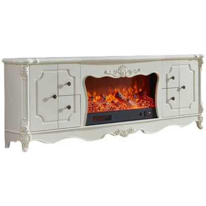 European-Style Oak Electric Fireplace Cabinet