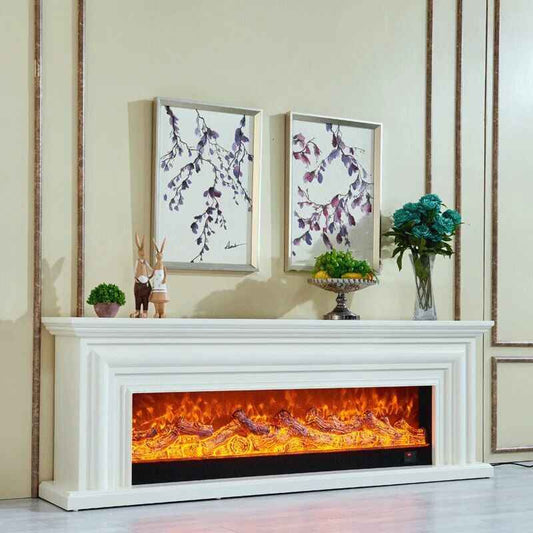 Electric Fireplace with Wooden Mantel and LED Flame Effect