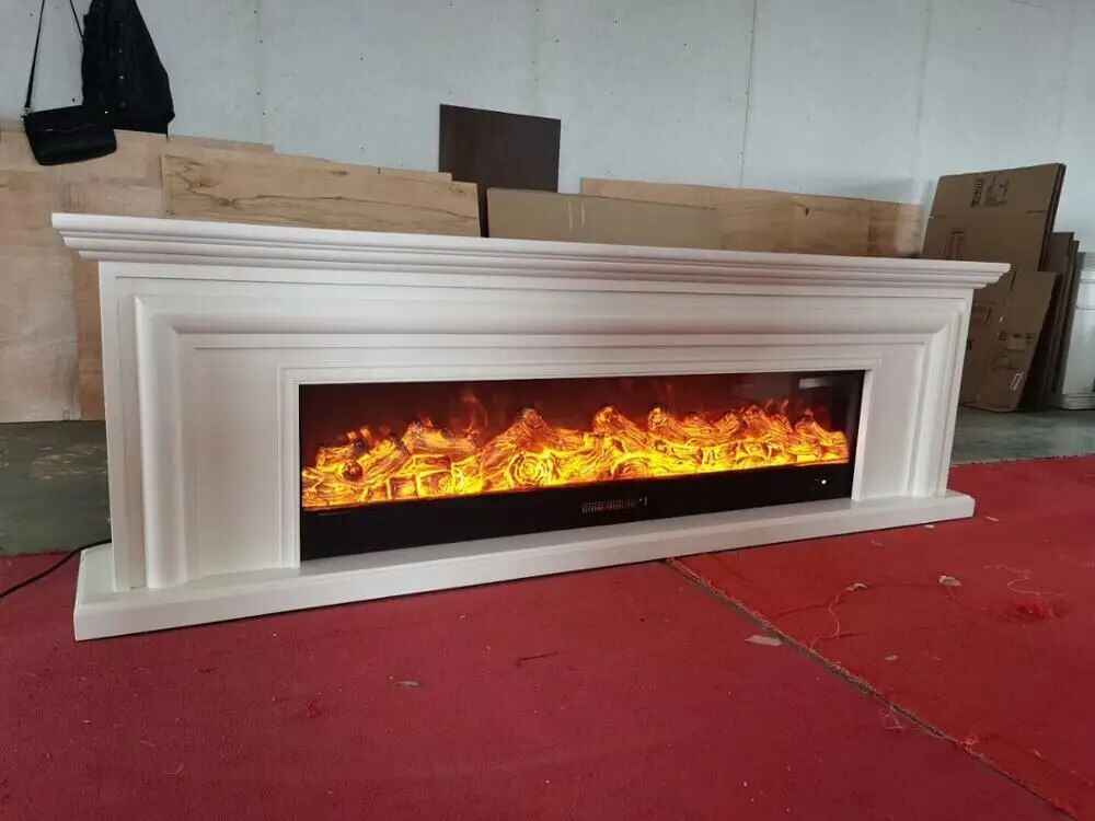 Electric Fireplace with Wooden Mantel and LED Flame Effect