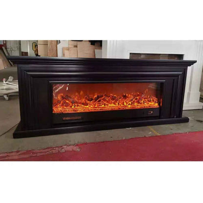 Electric Fireplace with Wooden Mantel and LED Flame Effect