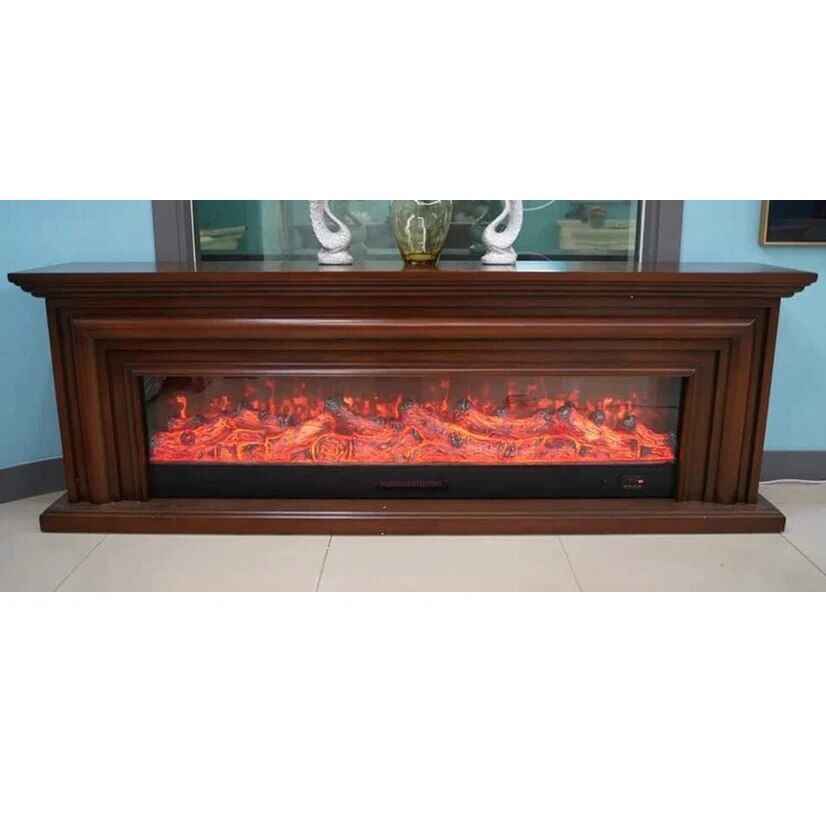 Electric Fireplace with Wooden Mantel and LED Flame Effect