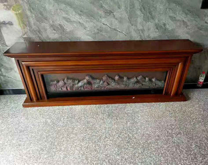 Electric Fireplace with Wooden Mantel and LED Flame Effect