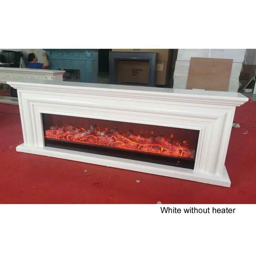 Electric Fireplace with Wooden Mantel and LED Flame Effect