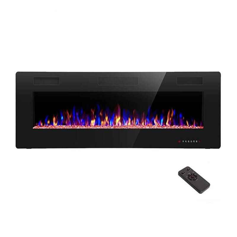 68″ Multi-Color Electric Fireplace with Remote and Touch Control – Wall Mount & Recessed Heater