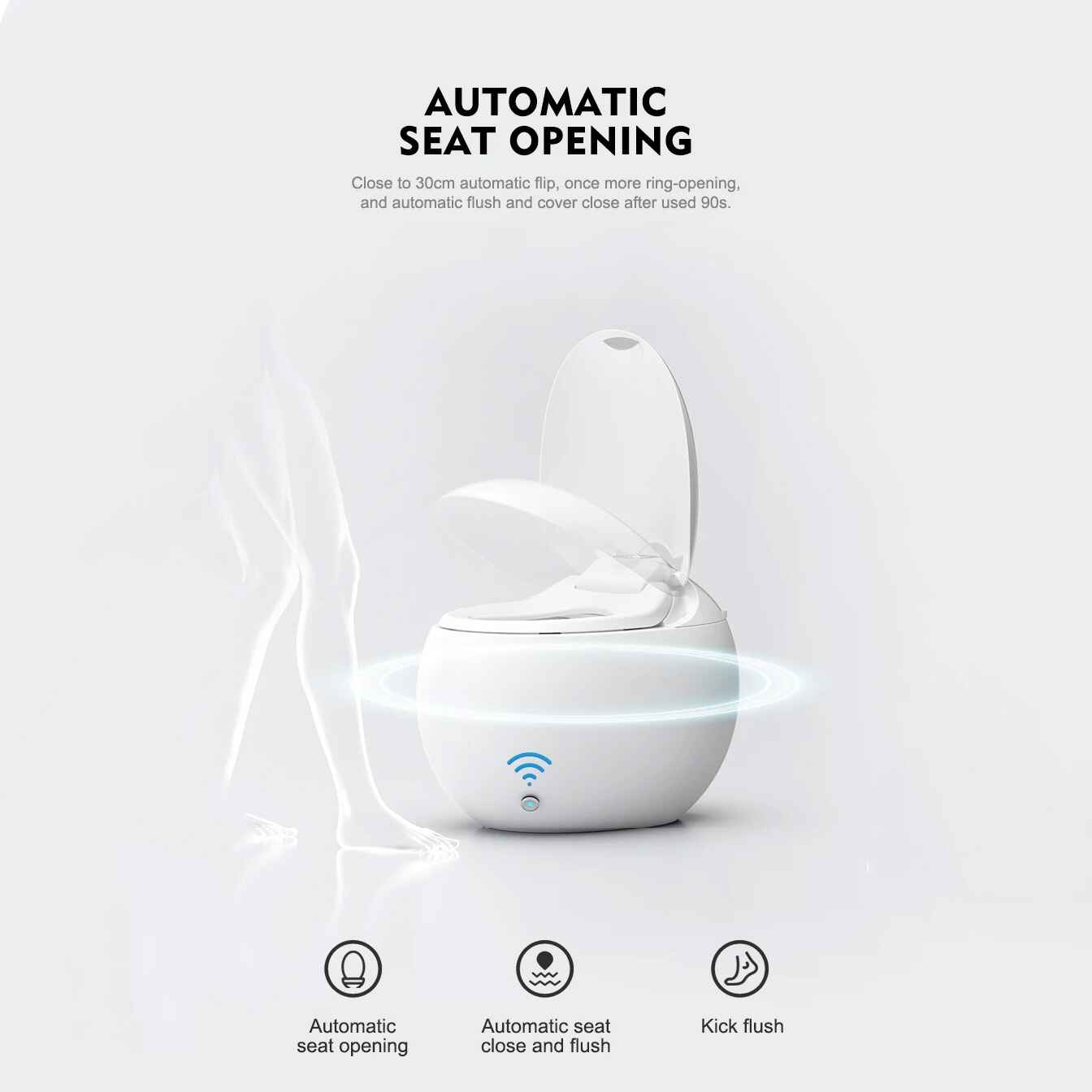 Deluxe Egg-Shaped Smart Toilet with Foot Flush and Warm Air Drying