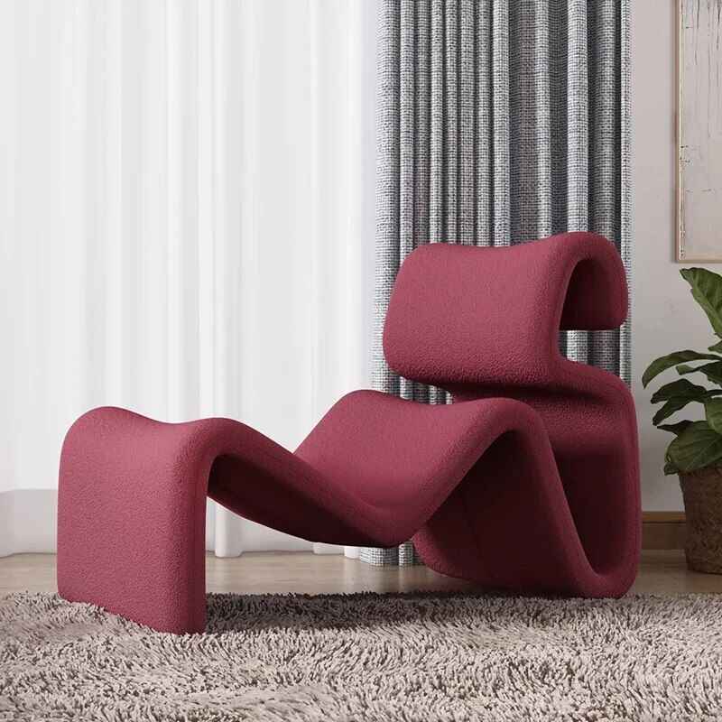 Modern Nordic Style Lazy Lounge Chair – Comfy Cashmere Single Sofa Recliner for Living Room and Balcony