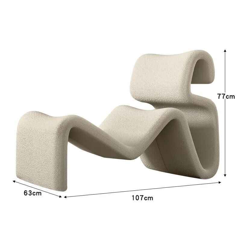 Modern Nordic Style Lazy Lounge Chair – Comfy Cashmere Single Sofa Recliner for Living Room and Balcony