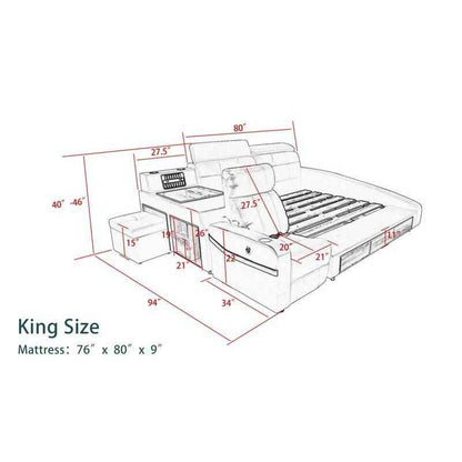 Luxury King Bed with Massage and Storage