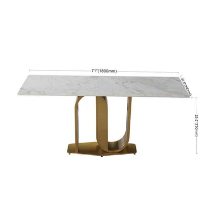 Gold-Finished Contemporary 71″ Dining Table with Sintered Stone Top