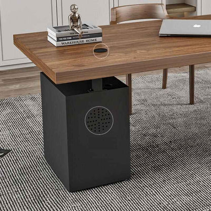 Modern Solid Wood Metal Computer Desk with Storage