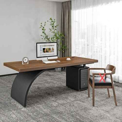 Modern Solid Wood Metal Computer Desk with Storage