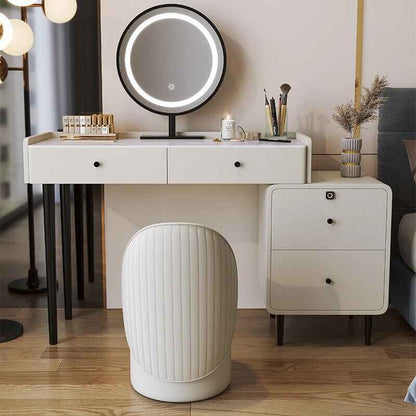 Modern Minimalist Vanity Table with Mirror & Stool