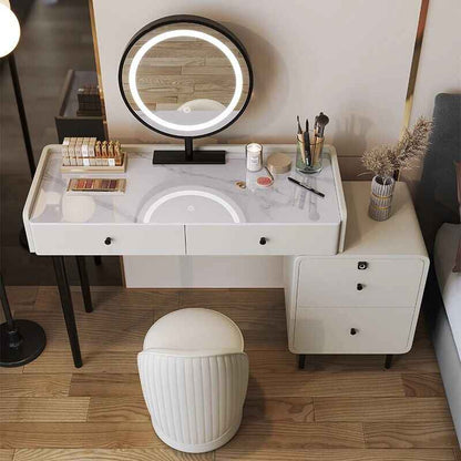 Modern Minimalist Vanity Table with Mirror & Stool