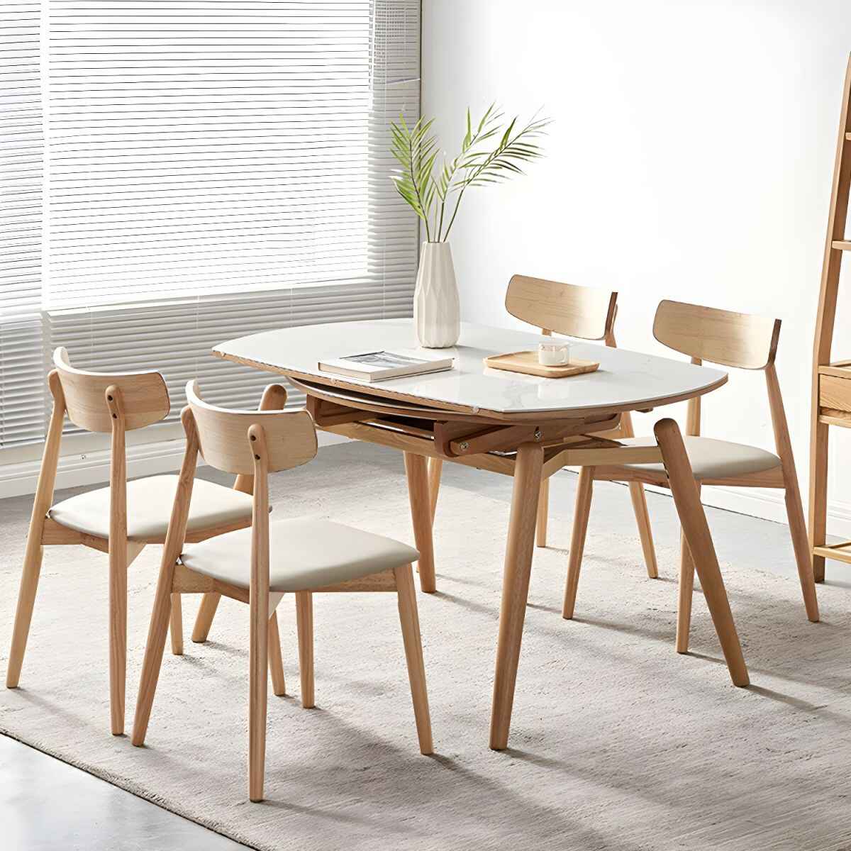 Expandable Nordic Dining Table for 6 – Modern Minimalist Home Furniture