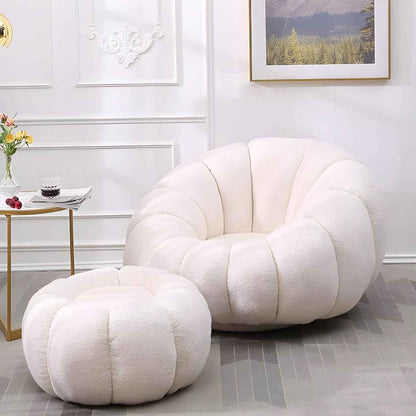 Modern Minimalist White Velvet Lazy Sofa