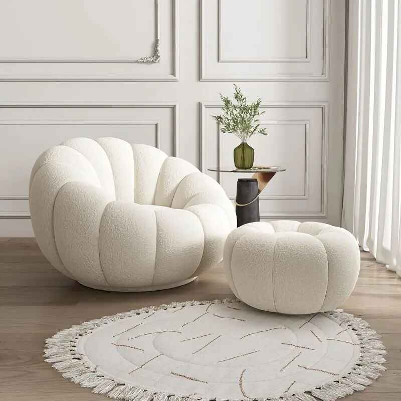 Modern Minimalist White Velvet Lazy Sofa