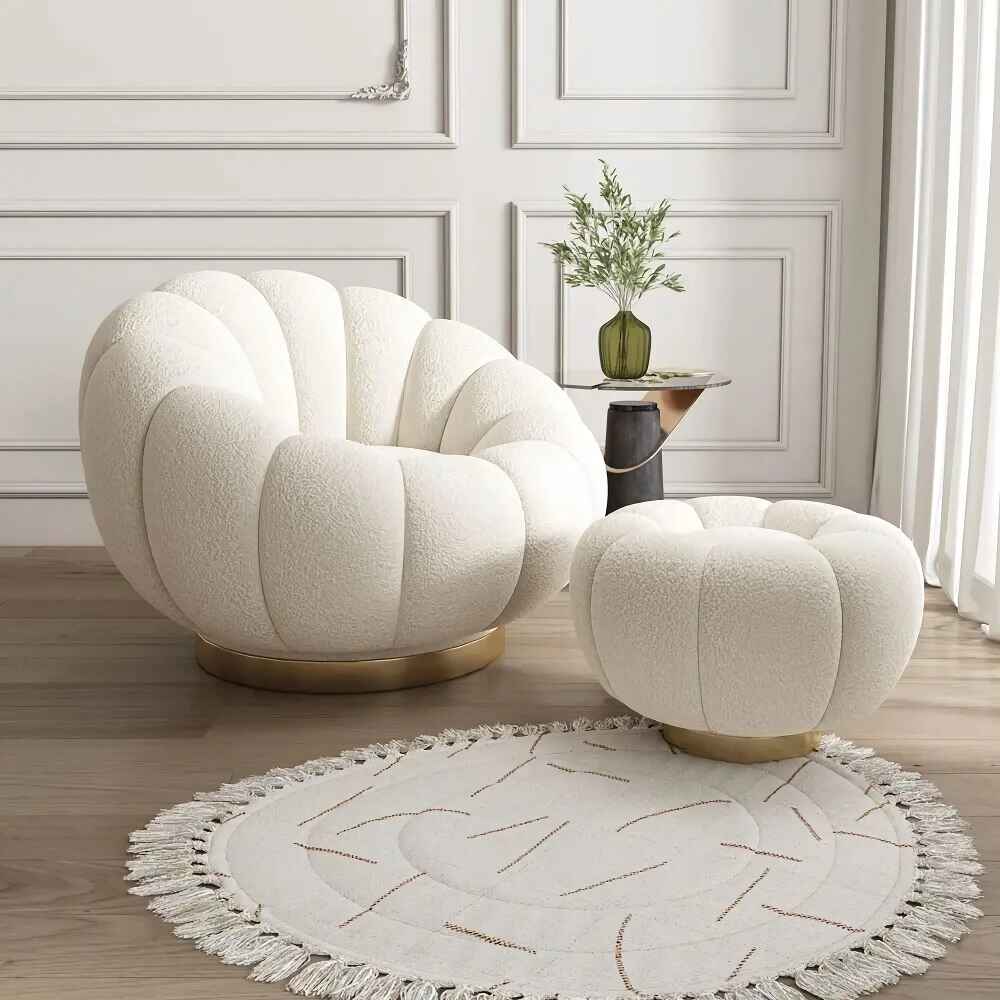 Modern Minimalist White Velvet Lazy Sofa