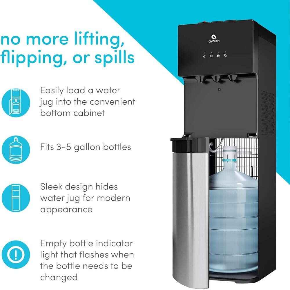 Stainless Steel & Black Water Cooler Dispenser