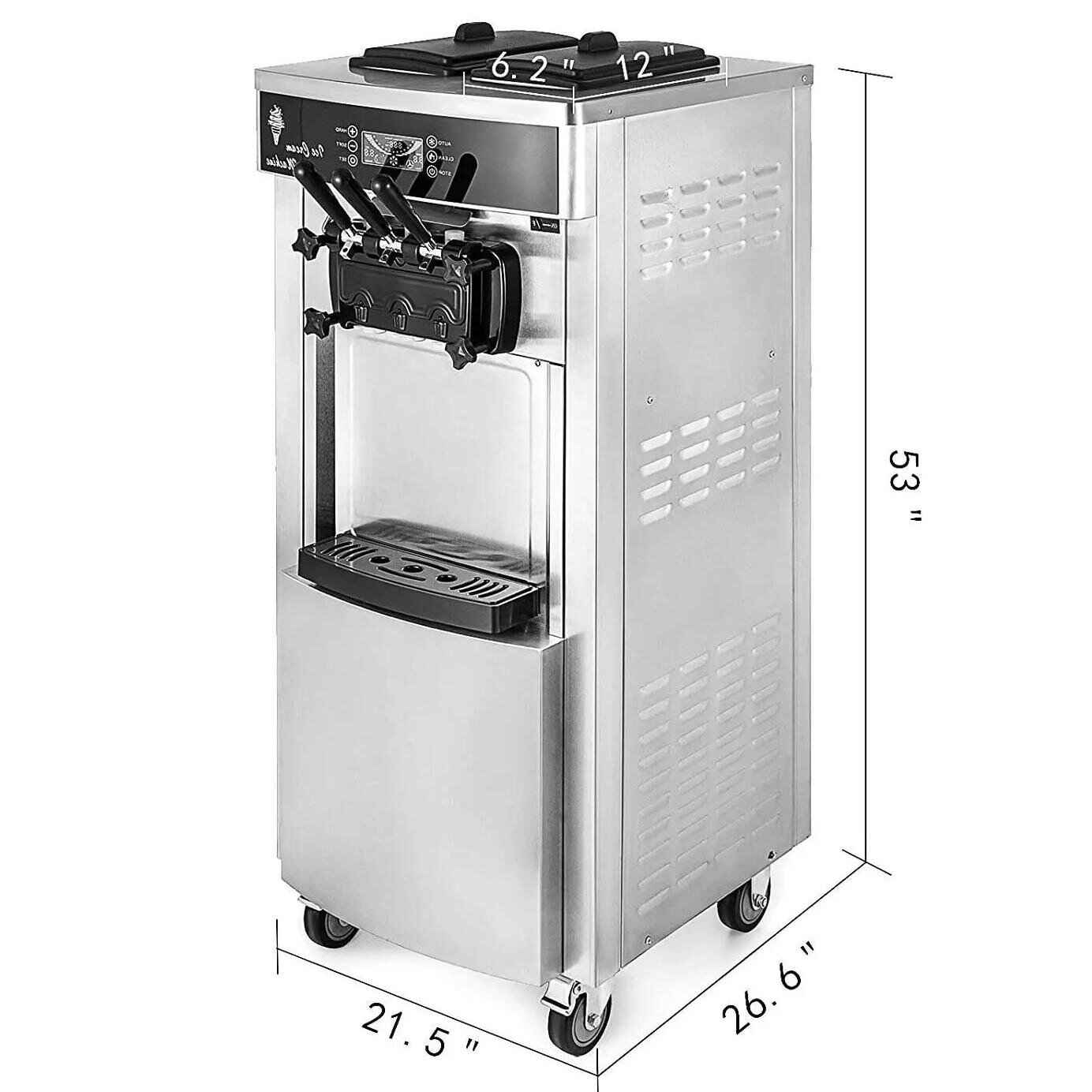 2200W Commercial Soft Ice Cream Machine with Double 6L Hoppers