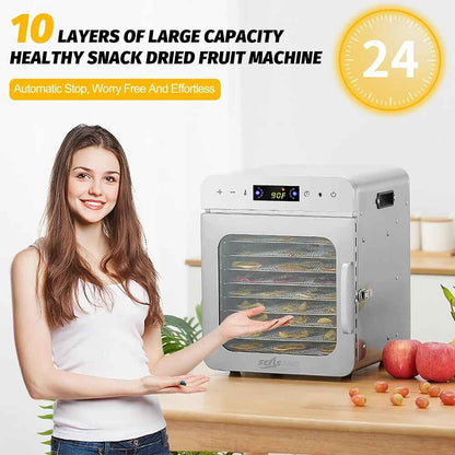 10-Tray Stainless Steel Food Dehydrator with Digital Timer