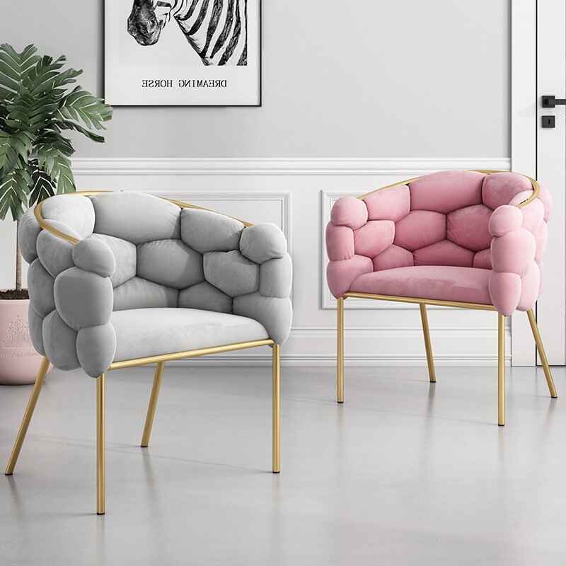 Modern Pink Velvet Vanity Chair