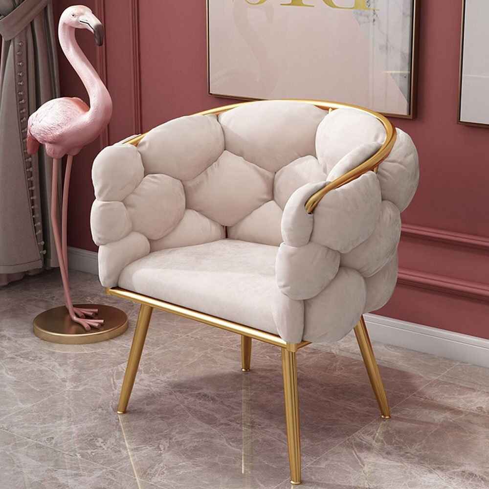 Modern Pink Velvet Vanity Chair