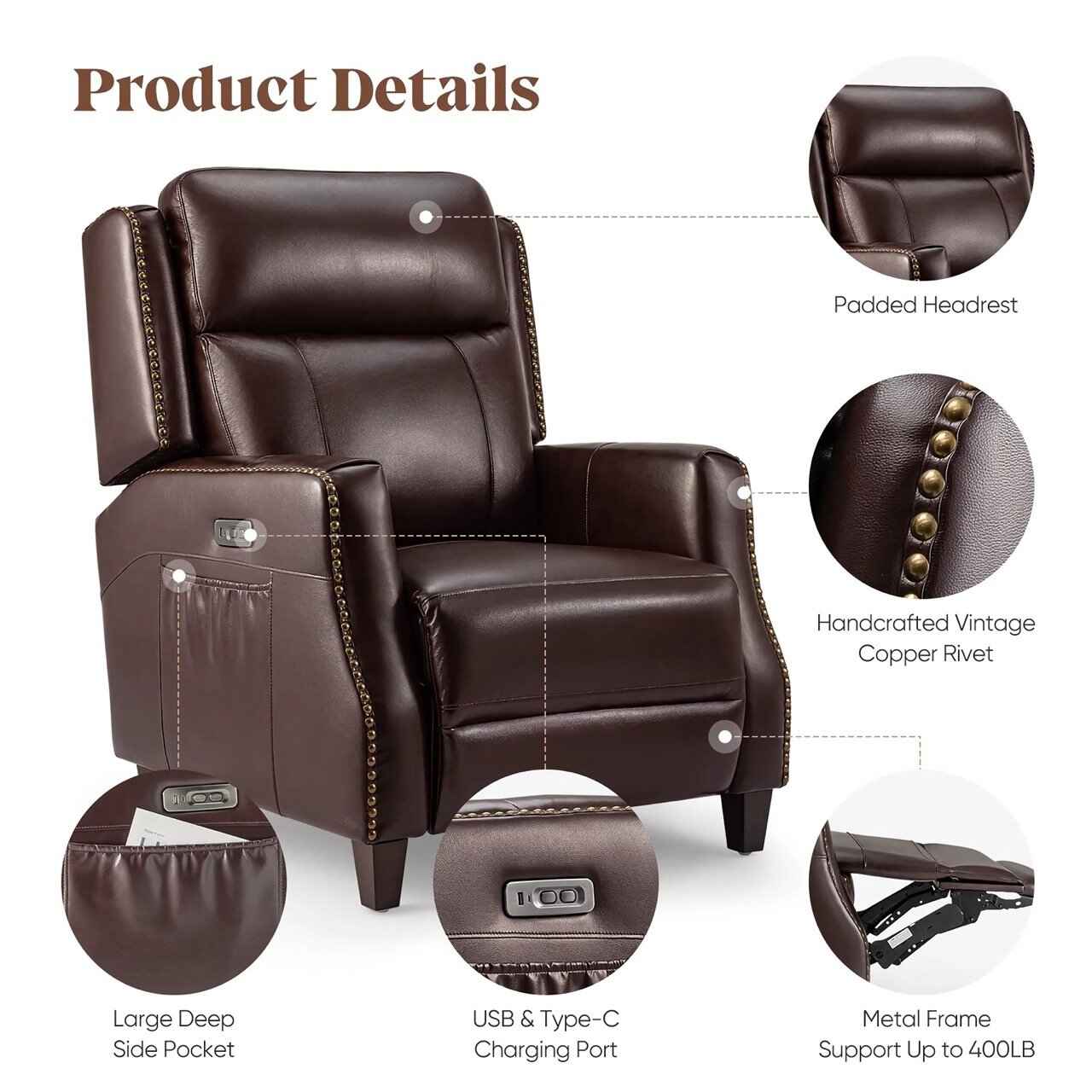 Luxury Genuine Leather Relaxing Sofa