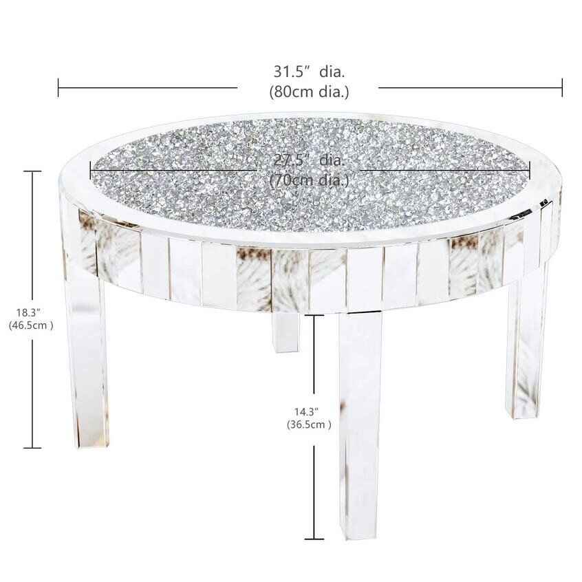 Elegant Mirrored Coffee Table with Crystal Inlay