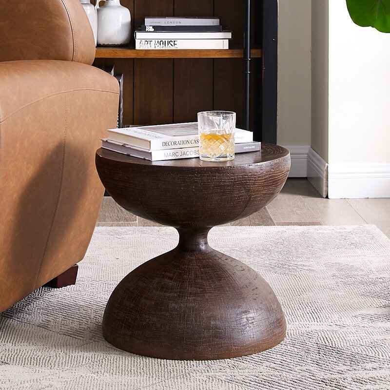 Wabi-Sabi Style Vintage Hourglass Side Table