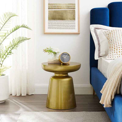 Modern Round Bronze Metal Side Table for Living Room