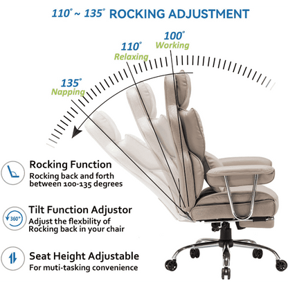 Adjustable High Back Leather Executive Office Chair