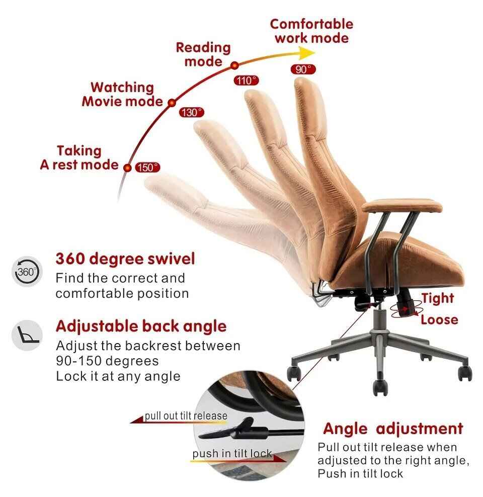 Modern High Back Office Chair with Lumbar Support