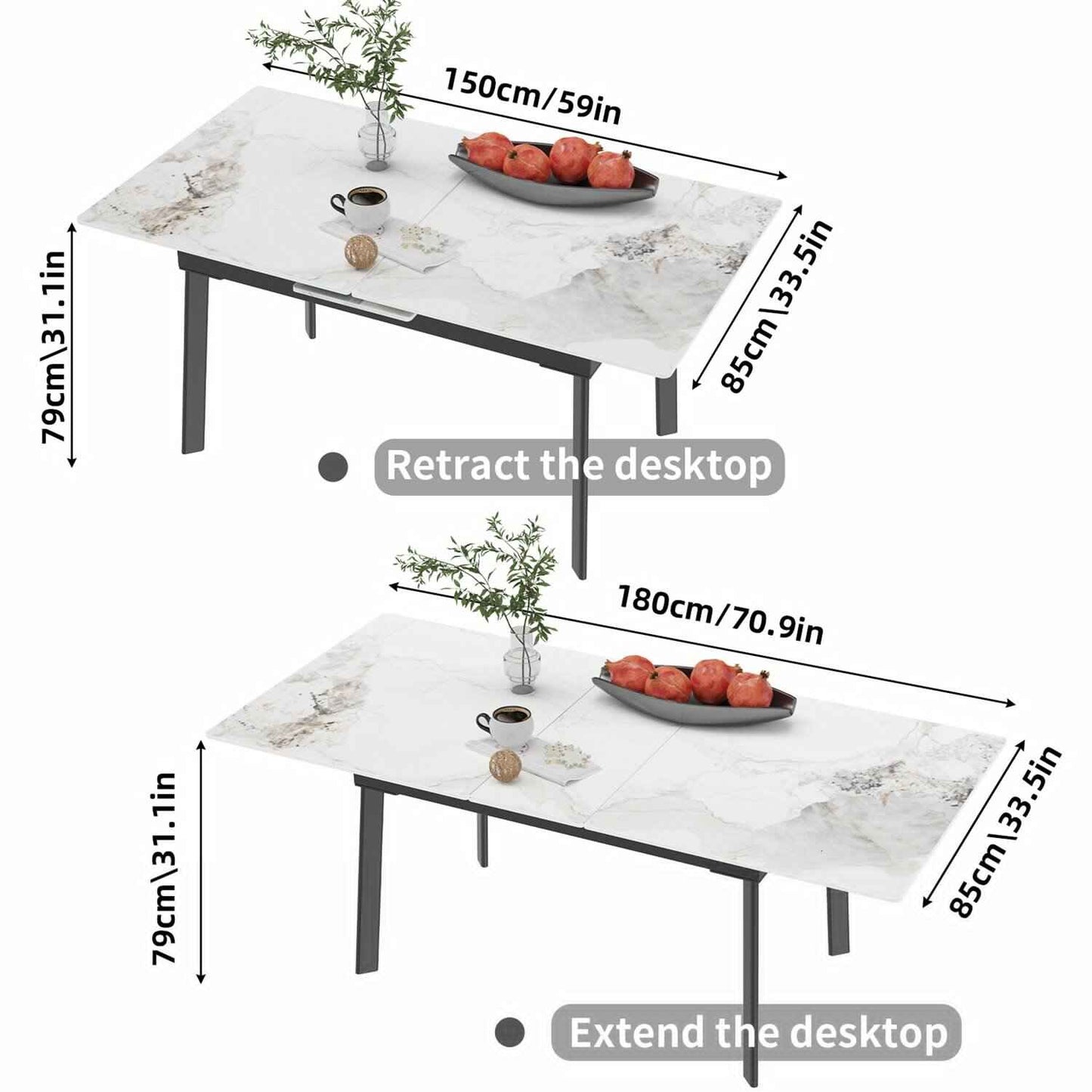 Rectangular Extendable Kitchen Dining Table