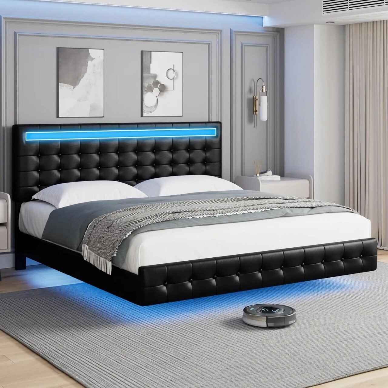 Queen Bed Frame with LED Lights