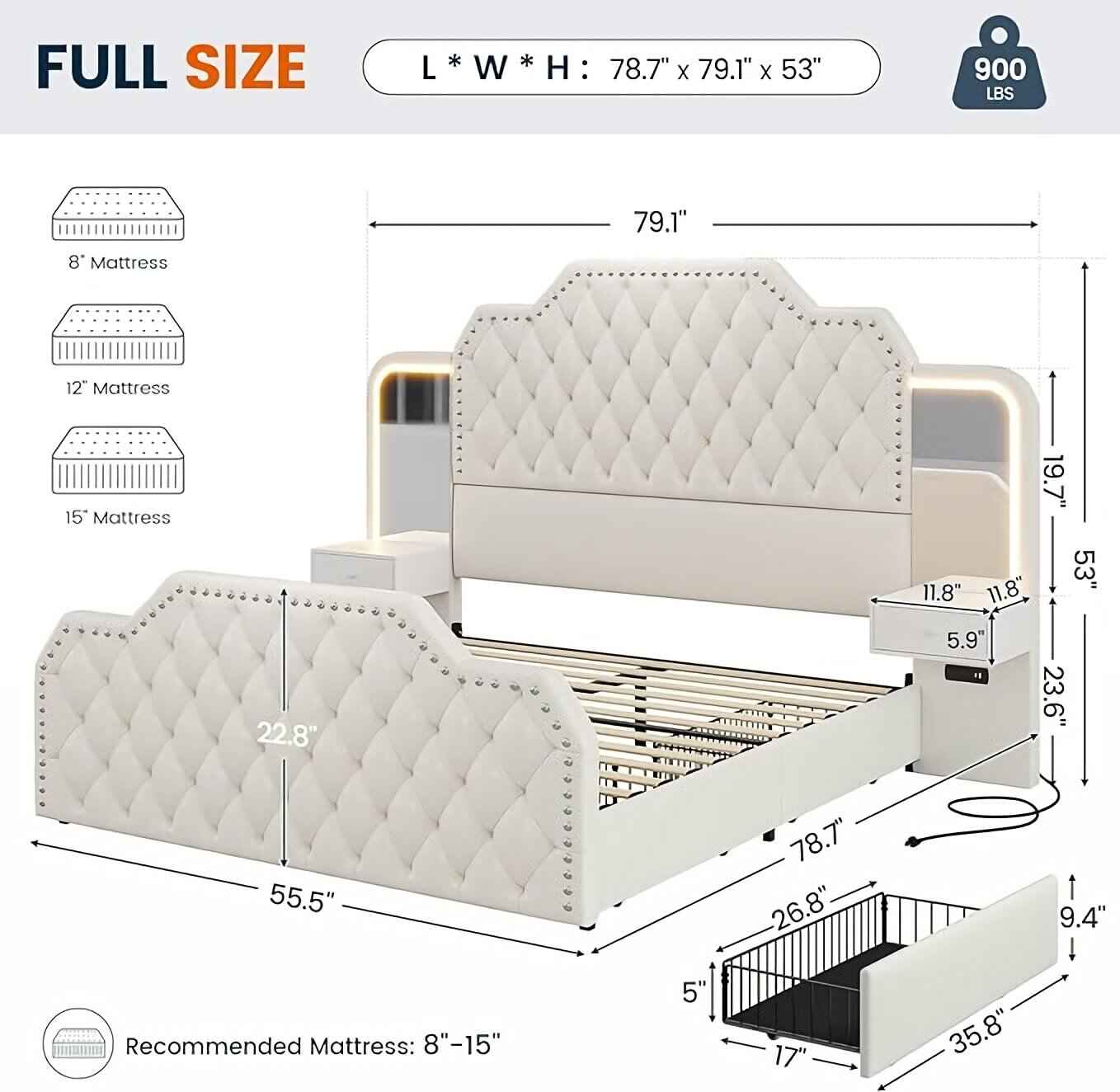 Queen and Full Size Platform Bed Frame