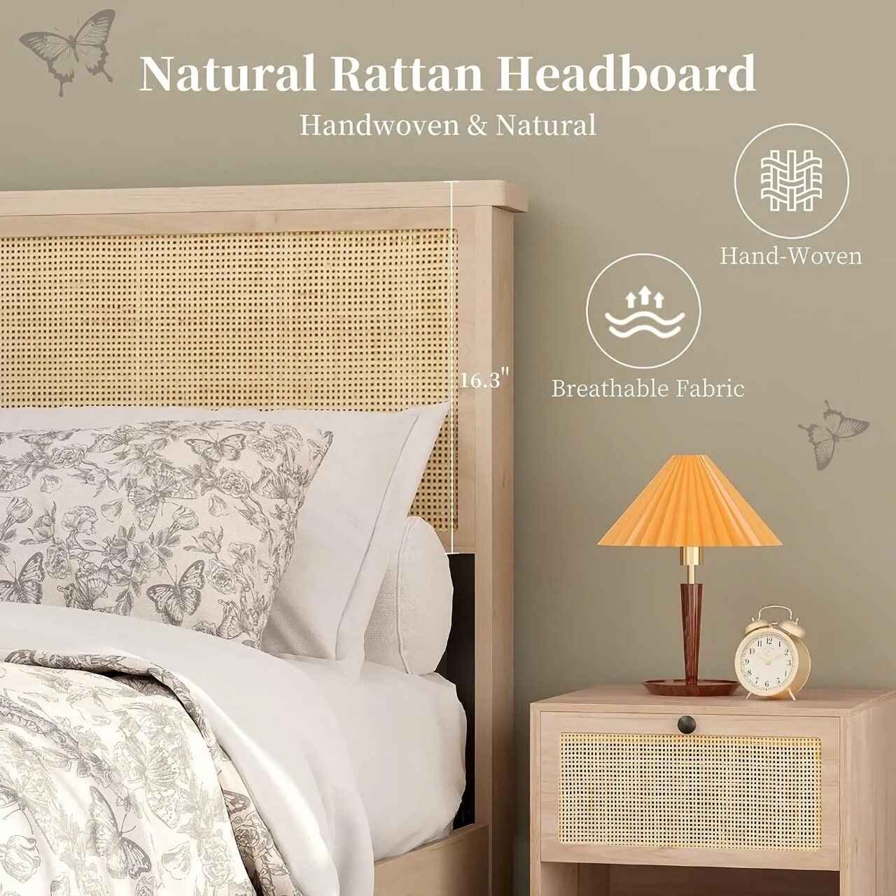 Natural Rattan Queen Bed Frame