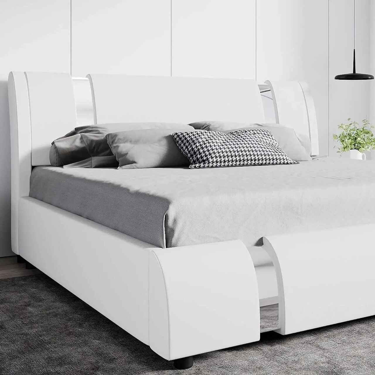 Modern Faux Leather Queen Bed Frame