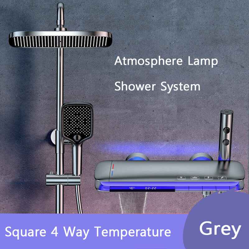 Luxury Villa Shower System with Ambient Light and Thermostatic Faucet